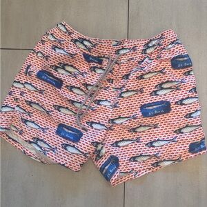 MC2 Saint Barth Men’s Swim Board Shorts - Red, Blue, White Fish Print